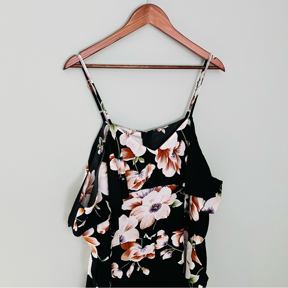 Shein Floral Ruffle Trim Cami Jumpsuit Size 3X (Fits 18) - Picture 3 of 5